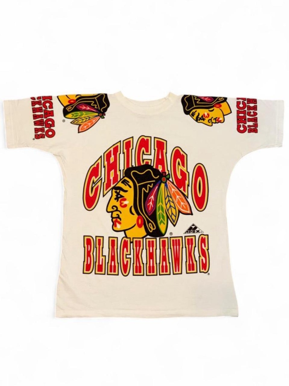 Vintage 90s Chicago Blackhawks NHL AOP t-shirt size XL